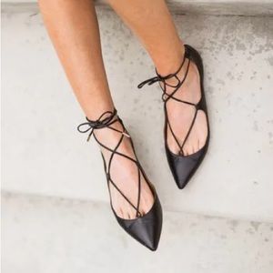 M. Gemi The Brezza Lace Up Leather Flats, Black, Size 36 (6)